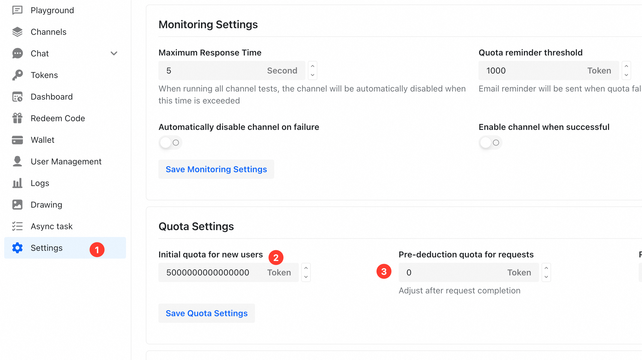 Setting the initial user quota