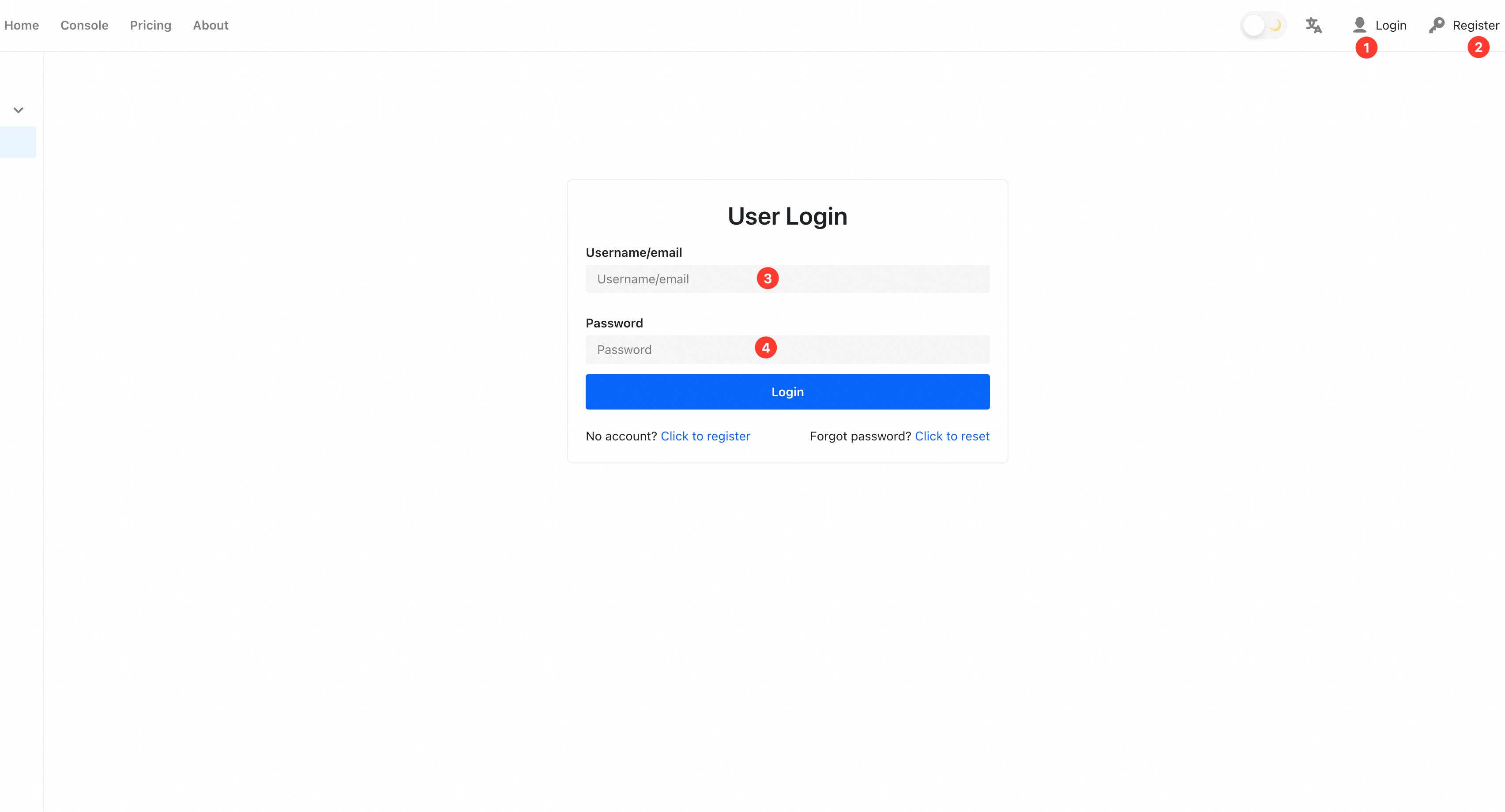 Login and Registration Page